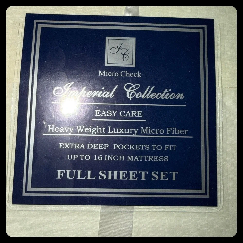 IC Imperial Collection Full Sheet Set Cream Micro Check Luxury Bedding